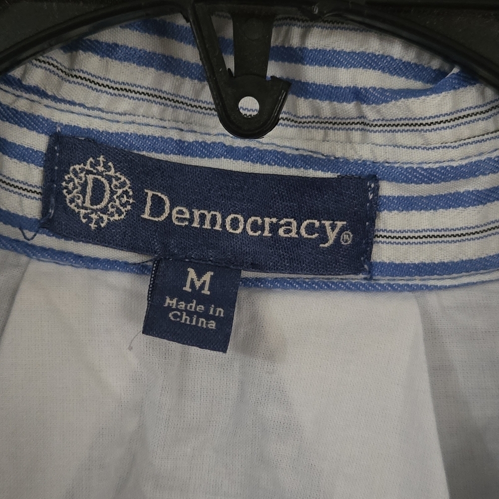 Democracy Blue and White Striped Button-Down Shirt - Picture 4 of 9